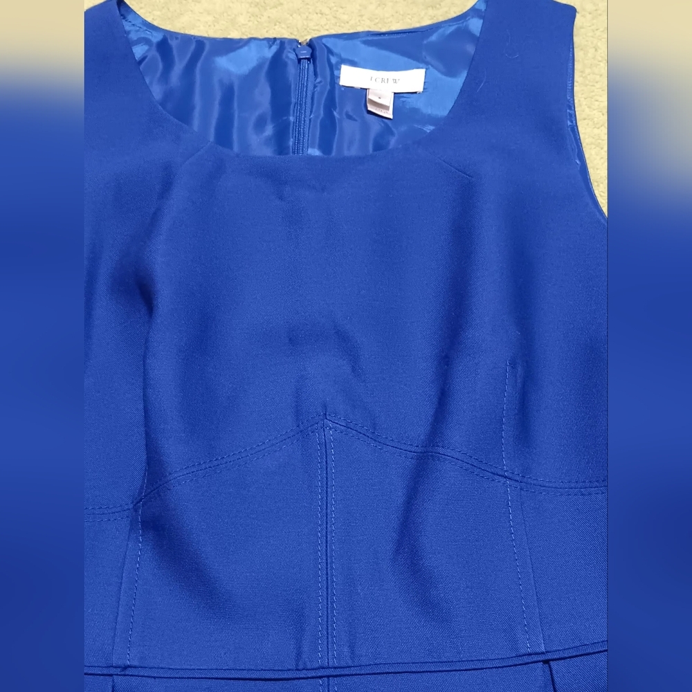 J. Crew Women Royal Blue Dress Sleeveless Wool-Silk Blend Sz6 Pockets - Picture 2 of 13
